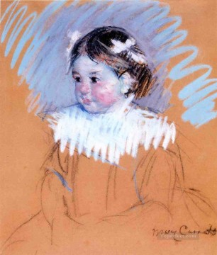 Busto de Ellen con lazos en el pelo madres hijos Mary Cassatt Pinturas al óleo